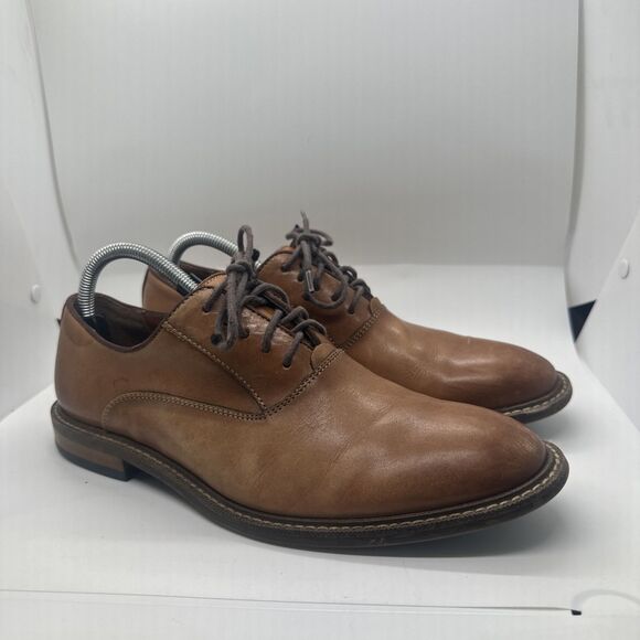 Vince Camuto LAWSEN Brown Leather Lace Up Round Toe Oxfords Men’s Size 8 M - Picture 1 of 14